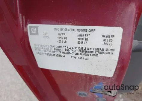 2005 Pontiac Grand Am Se из США, поврежденный, VIN 1G2NE52E35M135684